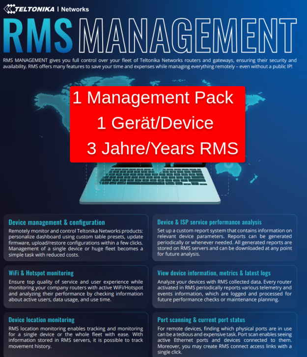 Teltonika RMS Management Pack - 1 Gerät / 3 Jahre RMS